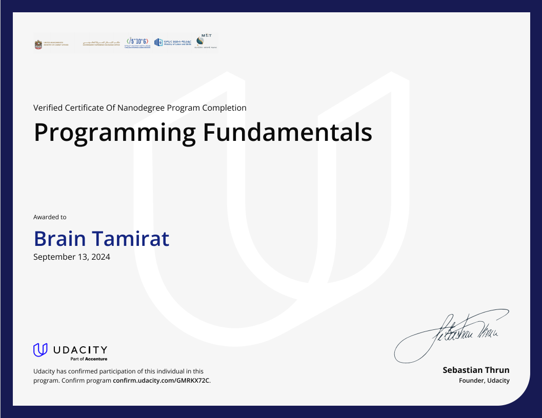 Udacity Programming Certificate